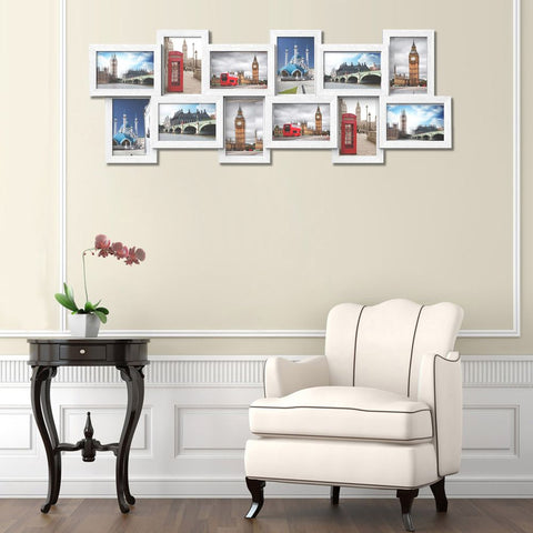 Rootz Picture Frames - Horizontal Photo Collage For 4 Photos - Multi-picture Frame Set - Wall Mounted - MDF - White - 89 x 33 cm