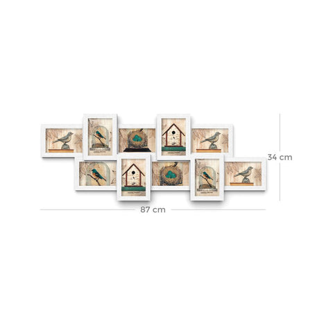 Rootz Photo Frame - Collage Photo Frame - Wall Mounted Photo Frame - Picture Frame - Wall Photo Frame - Decorative Photo Frame - Gallery Photo Frame -  White - 87 x 34 cm