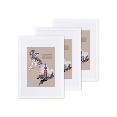 Rootz Photo Frame - Set Of 3 Photo Frame - Photo Frame With Passepartout - Picture Frame - Wall Photo Frame - Decorative Photo Frame - Glass Photo Frame - Gallery Photo Frame -  White - 29.7 x 42 cm
