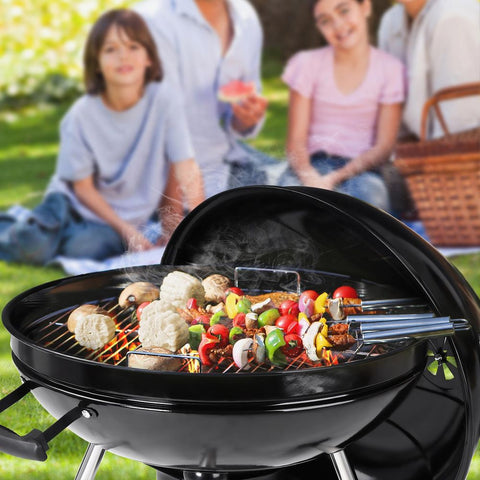 Rootz Kettle Grill - Grill - Charcoal Grill - Weber Kettle Grill - BBQ Kettle Grill - Portable Kettle Grill - Outdoor Cooking - With Lid And Thermometer - Black - 68 x 58 x 90 cm