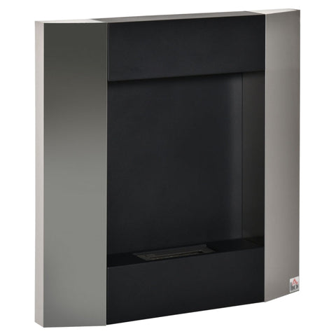 Rootz Ethanol Fireplace - Bio-ethanol Burner - Burning Time No Smoke - Wall Mounted - Stainless Steel - Silver/Black - 72 x 11 x 72 cm