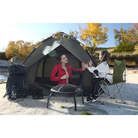 Rootz Camping Chair - Set Of 2 Camping Chairs - Portable Chair - Folding Chair - Lightweight Chair - Camping Chair With Armrests - Picnic Chair - Durable Camping Chair - Green - 84 x 52 x 81 cm (L x W x H)