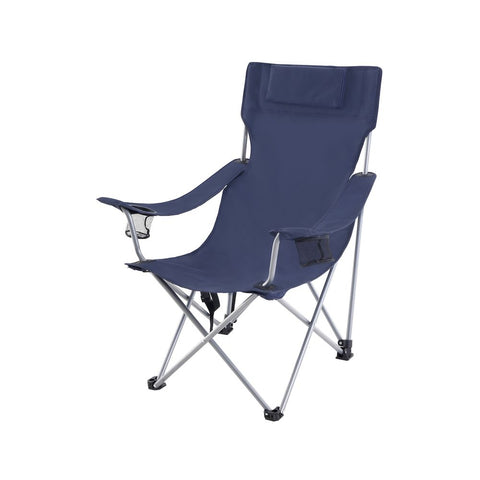 Rootz Camping Chair - Folding Camping Chair - Portable Camping Chair - Lightweight Camping Chair - Outdoor Chair - With Armrests - Dark Blue - 81 x 70 x 91 cm
