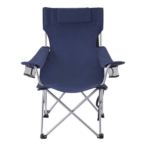 Rootz Camping Chair - Camping Chair With Headrest - Folding Camping Chair - Portable Camping Chair - Heavy Duty Camping Chair - Iron Frame - 600d Oxford Cloth - Blue - 81 x 70 x 91 cm (L x W x H)