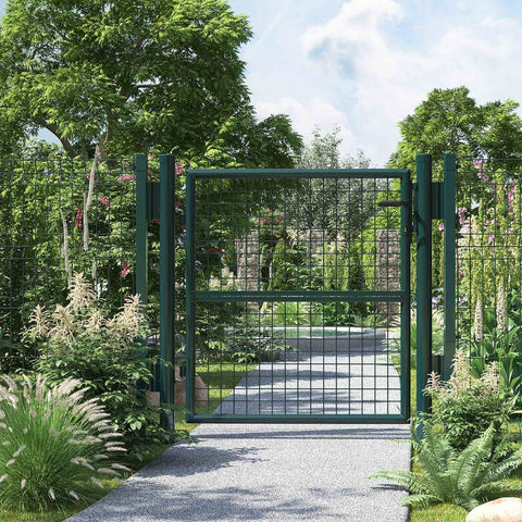 Rootz Garden Gate - Metal Garden Gate - Styles Garden Gate - Garden Entrance Gate - Custom Garden Gate - Garden Gate With Lock - Green - 106 x 6 x 150 cm