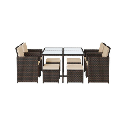 Rootz Balcony Furniture Set - Outdoor Balcony Set - Bistro Balcony Set - Rattan Balcony Furniture - Brown/Beige