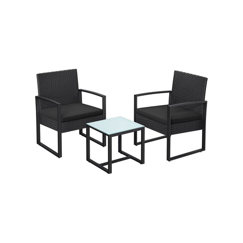 Rootz Garden Chair Table Set - Balcony Chairs With Table - Garden Furniture Set - Outdoor Chair And Table Set - Garden Bistro Set - Outdoor Seating Set - Black
