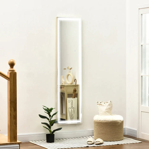 Rootz Dressing Mirror - Full-Length Mirror - Full-Length LED Mirror - Mirror - Wall Mounted Dimmable Mirror - Silver - 40cm x 37cm x 156.5cm
