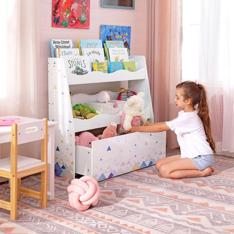 Rootz Children's Toy Rack - Toy Shelf - Toy Storage Shelf - Kids Toy Shelf - Toy Display Shelf - Toy Organizer Shelf - MDF - White - 90 x 29.5 x 90 cm (L x W x H)