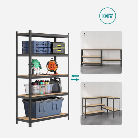 Rootz Cellar Shelf - Heavy Duty Shelf - With 5 Adjustable Shelves - Tall Storage Shelving - Utility Shelving - Gray - 60 x 120 x 200 cm
