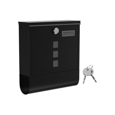 Rootz Mailbox - Residential Mailbox - Post-mounted Mailbox - Wall-mounted Mailbox - Mailbox With Lock - Modern Mailbox - Stainless Steel Mailbox - Black - 30.5 x 9.5 x 33.3 cm (L x W x H)