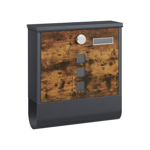 Rootz Mailbox - Mailbox With Newspaper Compartment - Residential Mailbox - Wall-mounted Mailbox - Custom Mailbox - Steel - Anthracite Vintage Brown - 30.5 x 9.5 x 33.3 cm (L x W x H)
