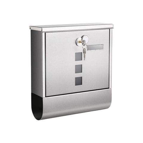 Rootz Mailbox - Wall Letterbox - Wall Mailbox - Stainless Steel Mailbox - Wall-Mounted Mailbox - Post-Mounted Mailbox - Mailbox For Letters - Silver - 30.5 x 9.5 x 33.3 cm