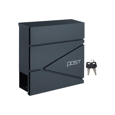 Rootz Mailbox - Wall Letterbox - Wall Mailbox - Wall-Mounted Mailbox - Post-Mounted Mailbox - Mailbox For Letters - Anthracite