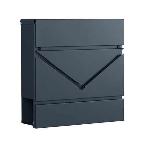 Rootz Mailbox - Mailbox With Newspaper Compartment - Mailbox With Newspaper Box - Wall Mounted Mailbox - Anthracite - 37 x 10.5 x 37 cm