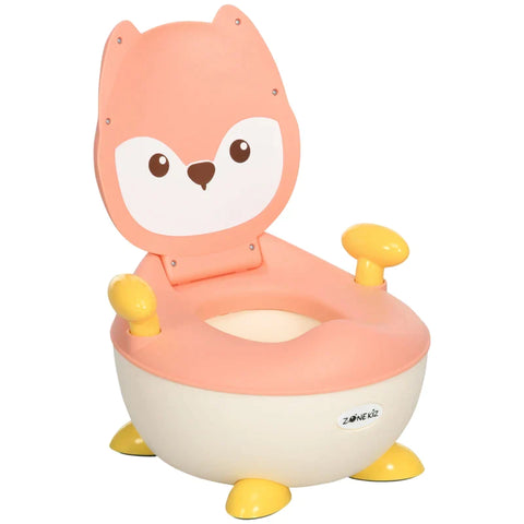Rootz Potty For Children - 0.5 To 3 Years - Non-slip - Inner Pot - Side Handles - Splash Guard - Fox Design - Plastic - Pink + White + Yellow - 34.5 x 35 x 23 cm
