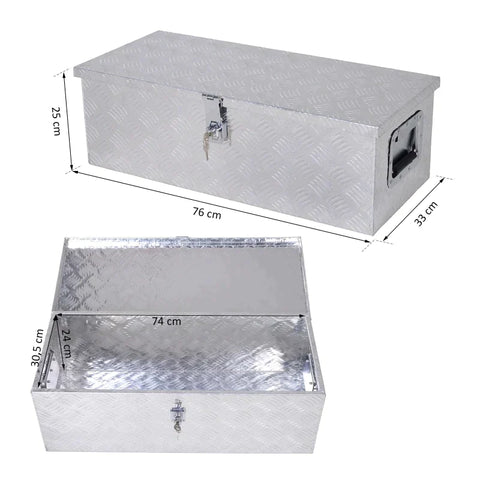 Rootz Tool Box - Device Box - Box - With Lock - Two Carrying Handles - Aluminium - 76 x 33 x 25 cm