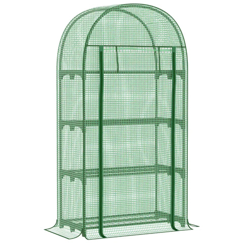 Rootz Greenhouse - Foil Greenhouse - Balcony With 4 Shelves - Tomato House - Plant House - Cold Frame - Metal - Green - 80 x 49 x 160 cm