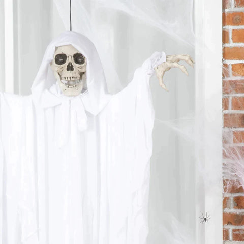 Rootz Halloween Decoration - Ghost with Special Effects and Sound Function - White - 100cm x 18cm x 153cm