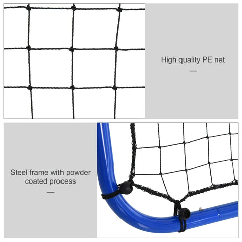 Rootz Football Rebounder Net - Kickback Goal Rebound Wall Net - Rebound On Both Sides - Adjustable - Steel - Blue - 100 x 95 x 90 cm