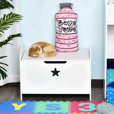 Rootz Toy Box - Storage Organizer - Storage Toy Chest - Safety Hinge - Children Toy Box - White - 62 x 40 x 46.5 cm
