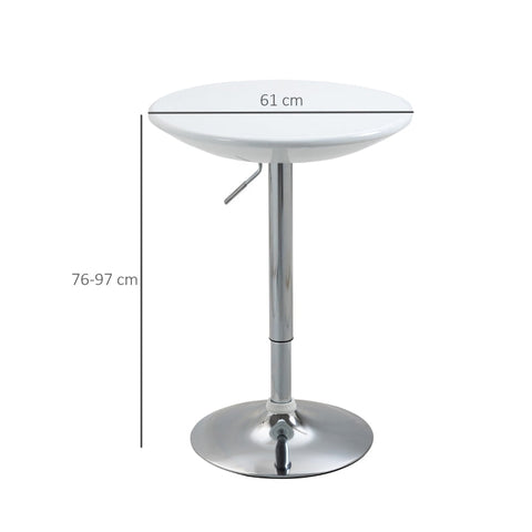 Rootz Bar Table - Modern Dining Table - Height-adjustable Bistro Table - Bar Table - Counter Table - Desk - Round Metal - ABS Paint - White - Diameter 61 x 76-97 cm
