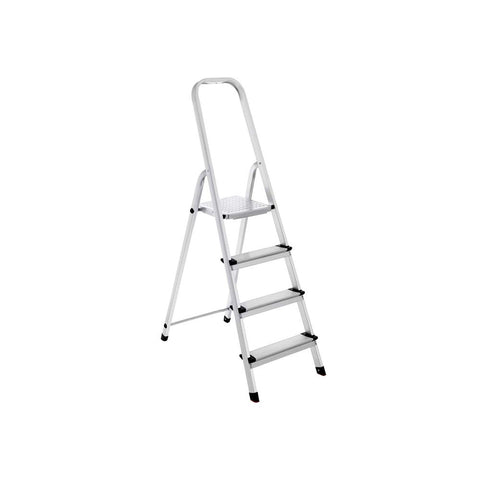Rootz Stepladder - Household Ladder - 4 Levels Stepladder - Step Stool - Folding Stepladder - Portable Stepladder - Lightweight Stepladder - Adjustable Stepladder - Aluminum - Silver - 3 x 130 x 75 cm (W x H x D)
