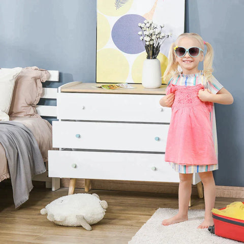 Rootz Children's Chest - Kids Cupboard - Baby Cabinet - Chest - 3 Drawers - White