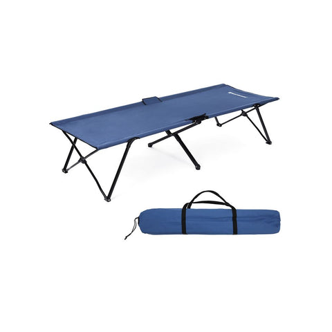 Rootz Camping Bed - Heavy Duty Camping Bed - Folding Camp Bed - Outdoor Sleeping Cot - Compact Camp Bed - Camping Bed for Kids - Blue - 206 x 45 x 75 cm (W x H x D)