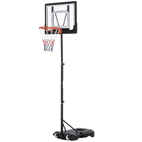 Rootz Basketball Stand - Height-adjustable Basketball System For Children - Basketball Hoop With Wheels - Outside - Steel - PVC - HDPE - Black - 83 x 75 x 206-260 cm