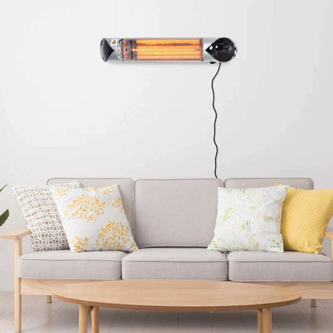 Rootz Electric Patio Heater - Radiant Heater - 4 Heat Settings - With Remote Control - Waterproof & Dust-Resistant - Steel/Aluminium - Silver - 88 x 13 x 9cm
