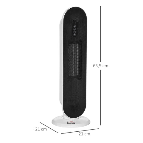 Rootz Heater - Fan - Heater Fan - 24h Hour Timer - 2000w - 2 Modes Oscillation - Metal - White + Black - 21 x 21 x 63.5 cm