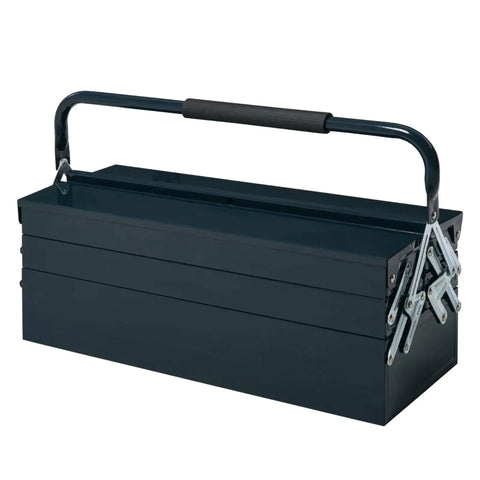 Rootz Tool Box - Tool Case - 5 Compartments Hinged Steel - Dark Green - 57 x 21 x 41 cm