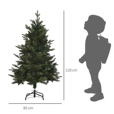 Rootz Christmas Tree - 1.2 M Artificial Fir - Tree 657 Branches - Beautiful Natural Shape - Metal Base - PVC - Green - Ø85 x 120H cm