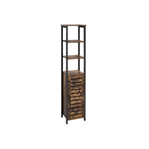 Rootz Standing Shelf - Tall Cabinet - Industrial Style Tall Cabinet - Tall Cabinet With Louvered Door - Chipboard/Iron Frame - Vintage - 37 x 30 x 167 cm (L x W x H)