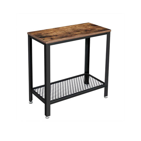 Rootz Side Table - Industrial Style Side Table With Shelf - Accent Table - Bedside Table - Decorative Side Stand - Living Room End Table - Chipboard - Steel - Vintage Brown-black - 60 x 30 x 60 cm (L x W x H)