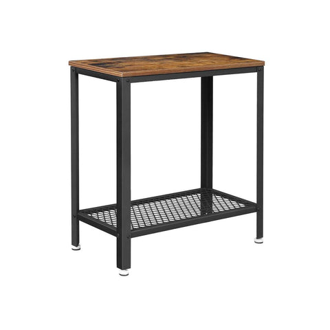 Rootz Side Table - Industrial Style Side Table With Shelf - Accent Table - Bedside Table - Decorative Side Stand - Living Room End Table - Chipboard - Steel - Vintage Brown-black - 60 x 30 x 60 cm (L x W x H)