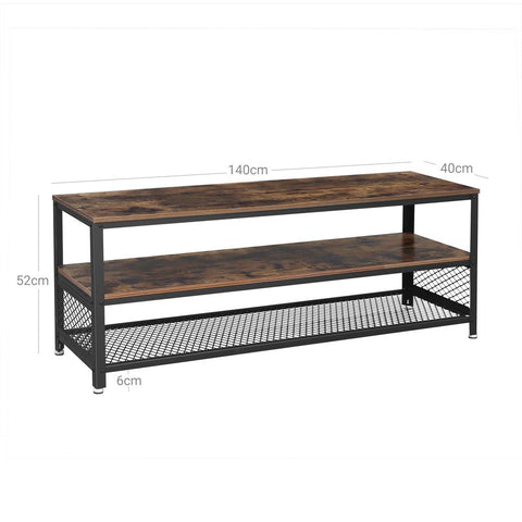 Rootz TV Lowboard - TV Stand - Industrial Style Tv Lowboard With 3 Levels - Media Console - TV Cabinet - Television Stand - Wall-mounted - Open-shelf TV Stand - Chipboard - Iron Frame - Vintage - 140 x 40 x 52 cm (L x W x H)