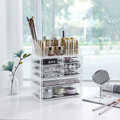 Rootz Cosmetic Organizer - Transparent Cosmetic Organizer - Makeup Organizer - Jewelry Organizer - Travel Cosmetic Organizer - Transparent - 23.8 x 15.3 x 29.4 cm (L x W x H)