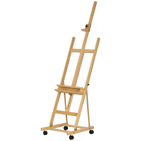 Rootz Easel - Artist Easel - Height Adjustable - Sketching - Wedding - Painting Style - Standing - 4 Wheels - Beech Wood - Natural + Black -50.5W x 53D x 178-238Hcm
