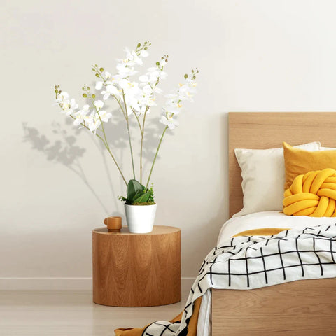 Rootz Artificial Plant - Artificial Orchid with Planter - Artificial Flowers - Home Decor Wedding - Green + White - 16.5cm x 16.5cm x 75cm