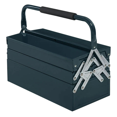 Rootz Tool Box - Box Assembly - Tool Empty - Space-saving - 5 Compartments - Foldable Sturdy - Steel (SPCC) - Dark Green - 45 x 22.5 x 34.5 cm