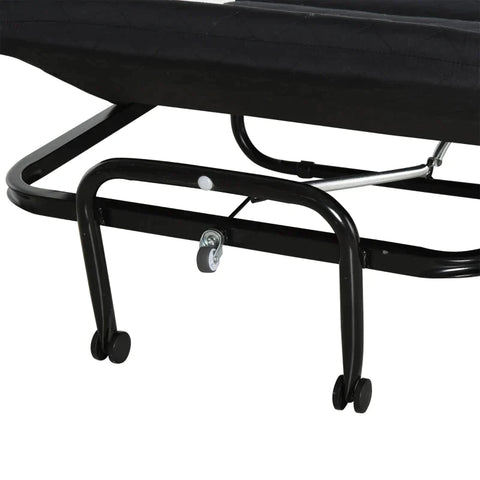 Rootz 2-in-1 Folding Bed - Guest Bed - Foldable - Adjustable - Headboard Height With Castors - Black
