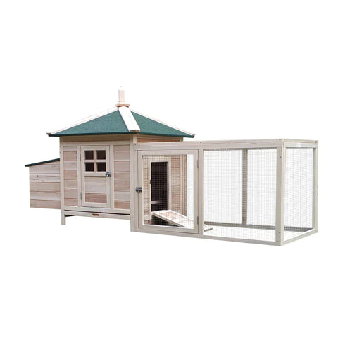 Rootz Chicken House - Chicken Coop - Small Animal Cage - Animal Cage - Wooden - 196 x 76 x 97 cm