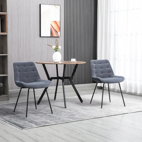 Rootz Set of 2 Dining Chair - Retro - Velvet - Dark Gray - 50cm x 61cm x 79cm