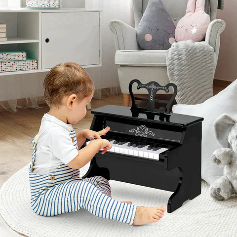 Rootz Toy Piano - Children's Electronic Piano - Mini Piano - 25 Keys Children's Piano - Black - 39.5 x 23.5 x 38.5 cm