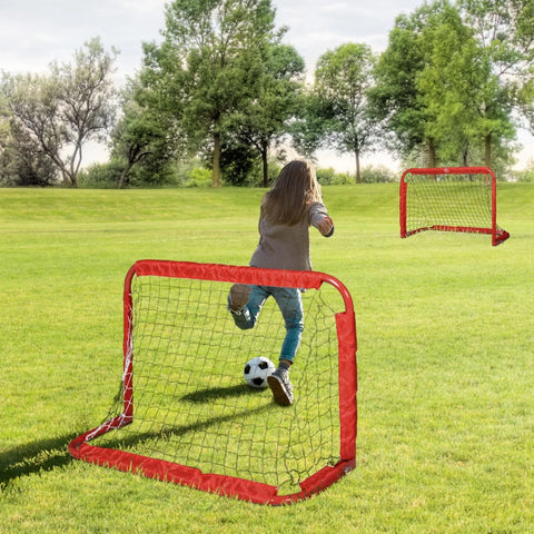 Rootz Soccer Goals - Soccer Net - Set Of 2 Mini Goals - Foldable - Red - 90 x 36 x 60 cm