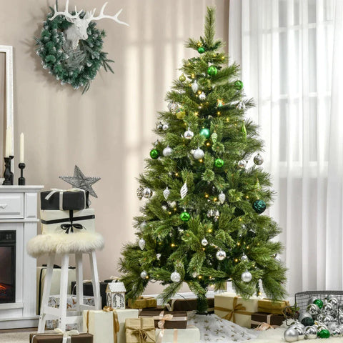 Rootz Christmas Tree - Artificial Fir Christmas Tree - With Fairy Lights - Base - Flame-retardant - Plastic - Green - 100 x 100 x 180cm