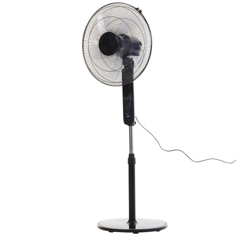 Rootz Pedestal Fan - Swing Fan - Fan With Remote Control - Height-adjustable Fan - 3 Speed Levels - Metal - Black