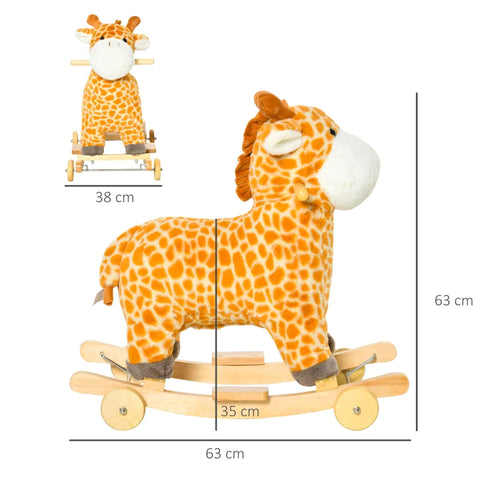 Rootz Rocking Horse - 2-IN-1 Rocking Horse - Rocking Animal - Rocking Gliding Horse - Kids Horse - Baby Swing Toy - Yellow - 63 x 38 x 63 cm